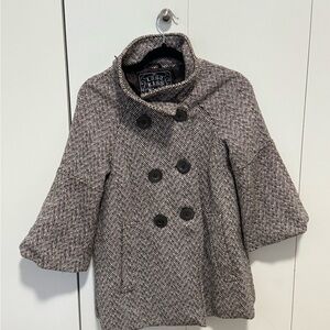 Last Kiss Y2K Brown and White Herringbone Coat